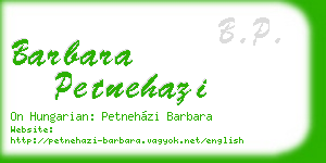 barbara petnehazi business card